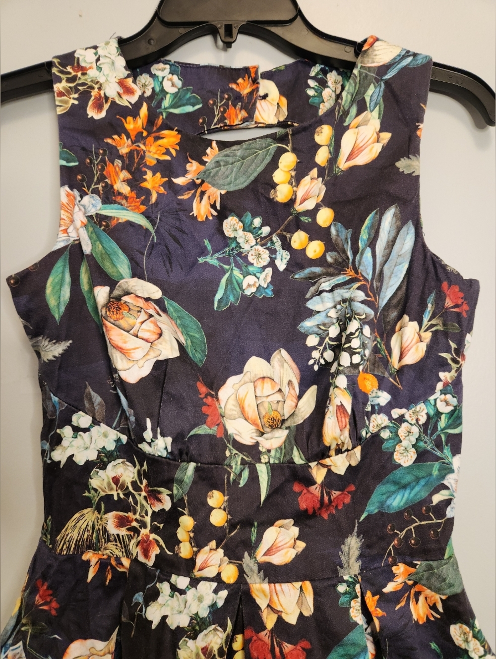 Closet Floral Fit-and-Flare Dress in Navy Size 8UK - Picture 6 of 16